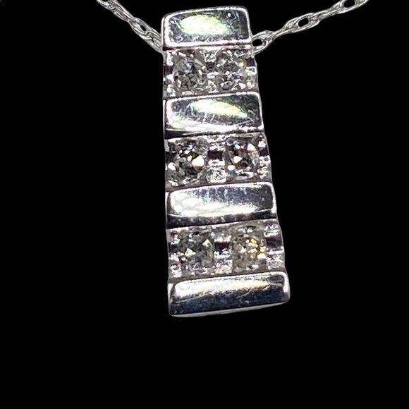 10k gold genuine 6 diamond pendant 16” chain marked yesterday today tomorrow - Picture 7 of 11